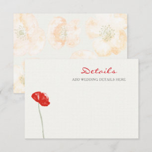 Tarjeta De Recepción boda floral bonito Red Poppies