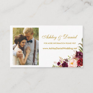 Tarjeta De Recepción Boda Floral Burgundy Photo Website Insertar tarjet