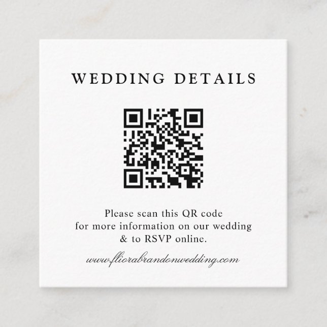 Tarjeta De Recepción Boda floral champán marino azul polvoriento QR (Anverso)