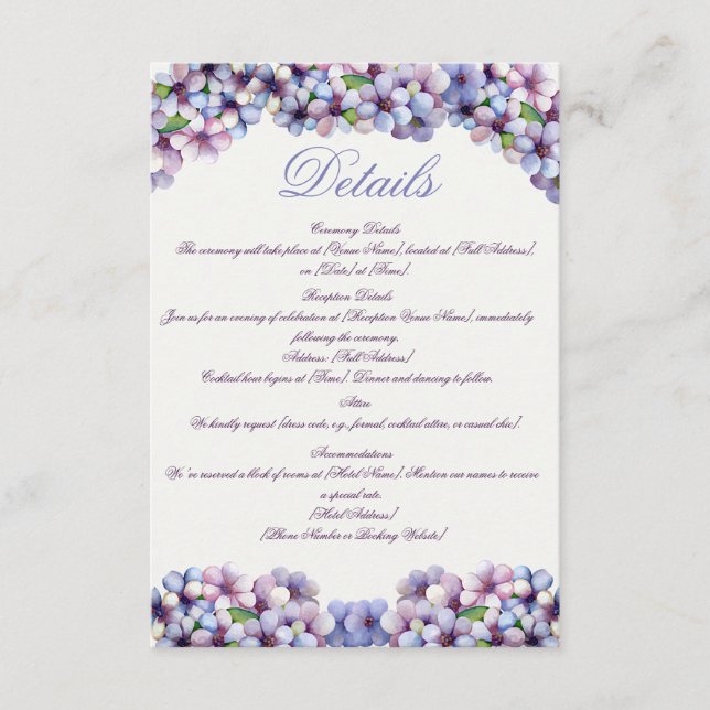 Tarjeta De Recepción Boda floral de acuarela poética romántica (Anverso)
