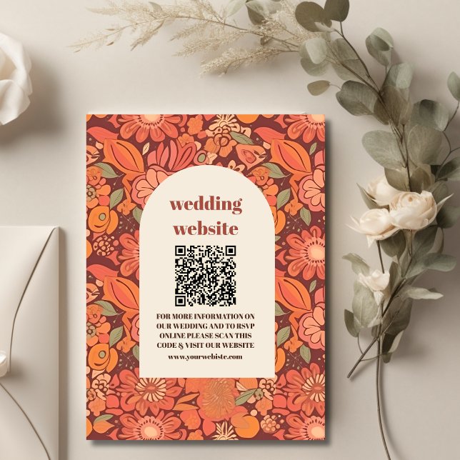 Tarjeta De Recepción Boda Floral de Arch Groovy Retro 70 (Subido por el creador)