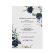 Boda floral de azul marino plata y marfil