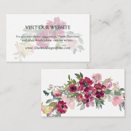 Tarjeta De Recepción Boda floral de Borgoña y Rubor Detalles del invita