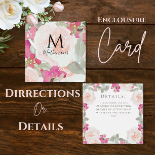 Tarjeta De Recepción Boda floral de color de agua rosada Rubor
