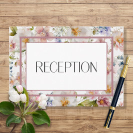 Tarjeta De Recepción Boda floral de color de agua rustico pastel April