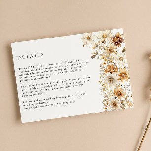 Tarjeta De Recepción Boda Floral de Cream Boho