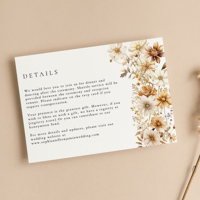 Tarjeta De Recepción Boda Floral de Cream Boho (Subido por el creador)