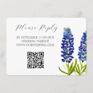 Tarjeta De Recepción Boda Floral de Flores de Agua de Bluebonnets