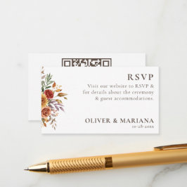 Tarjeta De Recepción Boda floral de follaje otoñal moderno