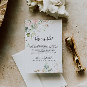 Tarjeta De Recepción Boda floral de follaje verde dorado que desea bien