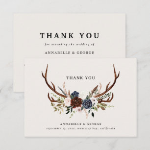 Tarjeta De Recepción Boda floral de la armada borgoña rusa gracias