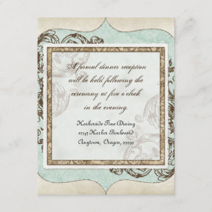 Tarjeta De Recepción Boda floral de las aguafuertes del Flourish del