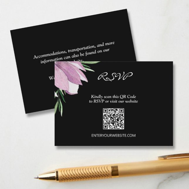 Tarjeta De Recepción Boda floral de Magnolia QR RSVP (Subido por el creador)