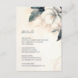 Tarjeta De Recepción Boda floral de marfil azul de bellas artes