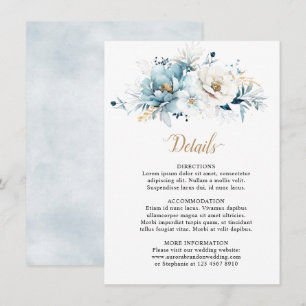 Tarjeta De Recepción Boda floral de oro de marfil blanco de la marina a