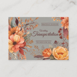 Tarjeta De Recepción Boda floral de otoño del presupuesto Transporte