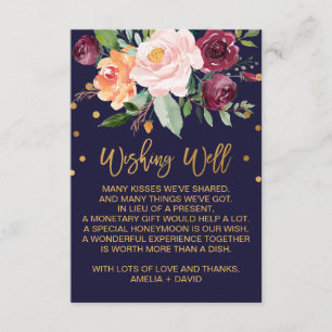 Tarjeta De Recepción Boda floral de otoño deseando lo mejor