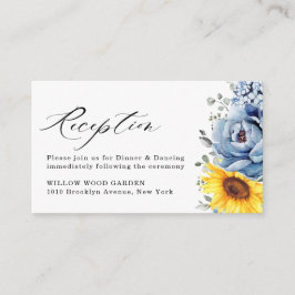 Tarjeta De Recepción Boda floral de pijama azul turquesa de girasol