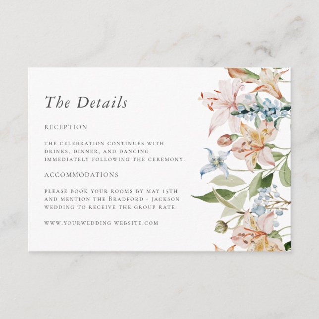 Tarjeta De Recepción Boda floral de primavera (Anverso)