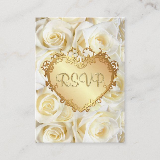 Tarjeta De Recepción Boda floral de rosa blanca RSVP (Anverso)