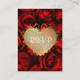 Tarjeta De Recepción Boda Floral de Rosa Roja RSVP