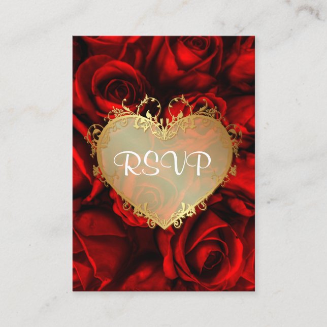 Tarjeta De Recepción Boda Floral de Rosa Roja RSVP (Anverso)
