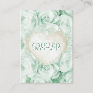 Tarjeta De Recepción Boda floral de Rosa verde de menta RSVP