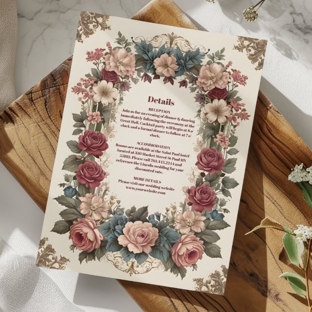 Tarjeta De Recepción Boda floral de Royal Victorian (Subido por el creador)