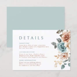 Tarjeta De Recepción Boda floral de Terracota Verde azulada Neutral acu