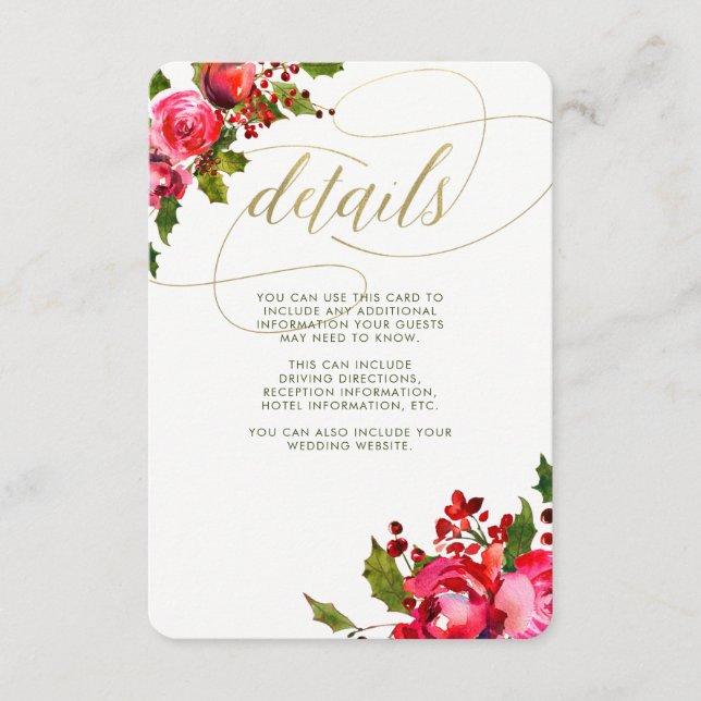 Tarjeta De Recepción Boda floral de vacaciones | Información para invit (Anverso)