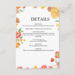 Tarjeta De Recepción Boda floral de verano rosa y naranja