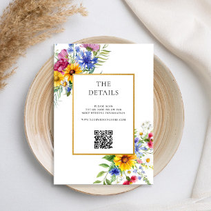 Tarjeta De Recepción Boda Floral de Verano Rústica Elegante