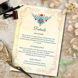 Tarjeta De Recepción Boda floral del colibrí barroco mexicano