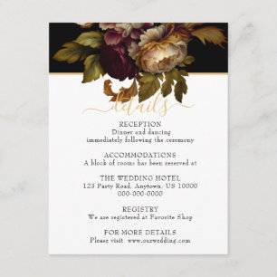 Tarjeta De Recepción Boda floral del viejo mundo