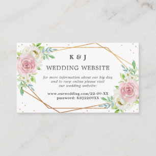 Tarjeta De Recepción Boda floral dorada con estampado de lámina geométr