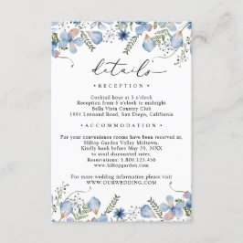 Tarjeta De Recepción Boda Floral Dusty Blue Details