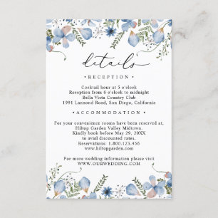 Tarjeta De Recepción Boda Floral Dusty Blue Details