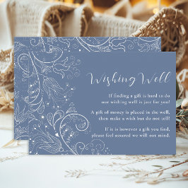 Tarjeta De Recepción Boda Floral Elegante Azul Dusty Que Desee Bien