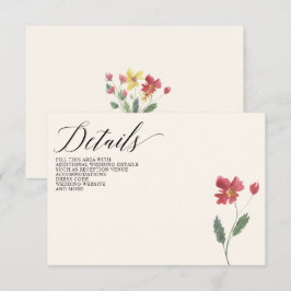 Tarjeta De Recepción Boda Floral Elegante Boho Summer Wildflowers