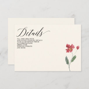 Tarjeta De Recepción Boda Floral Elegante Boho Summer Wildflowers