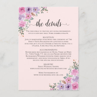 Tarjeta De Recepción Boda floral elegante de acuarela rosa