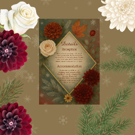 Tarjeta De Recepción boda floral elegante de otoño
