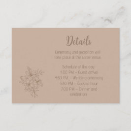 Tarjeta De Recepción Boda floral elegante en beige