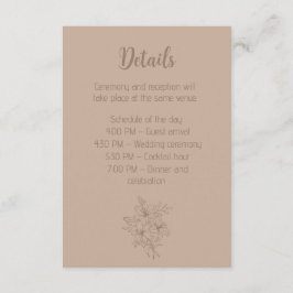 Tarjeta De Recepción Boda floral elegante en beige