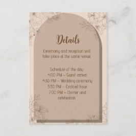 Tarjeta De Recepción Boda floral elegante en beige