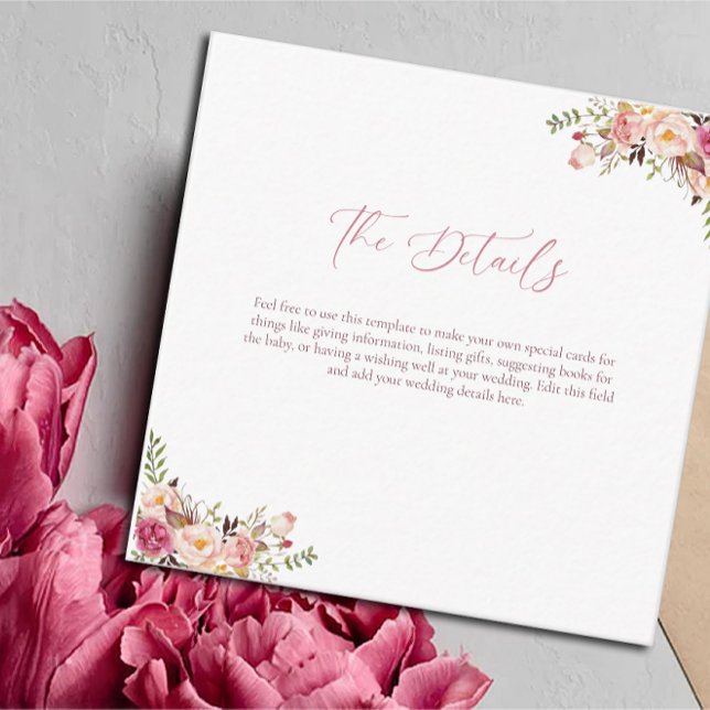 Tarjeta De Recepción Boda floral elegante y económica en rosa pálido (Subido por el creador)
