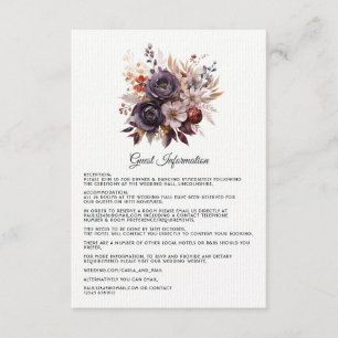 Tarjeta De Recepción Boda floral en ciruela, gris, cobre y rosa polvori
