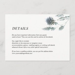 Tarjeta De Recepción Boda floral, frívola azul y eucalipto detalles