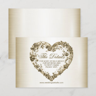 Tarjeta De Recepción Boda Floral Golden Ornate Frame Elegante