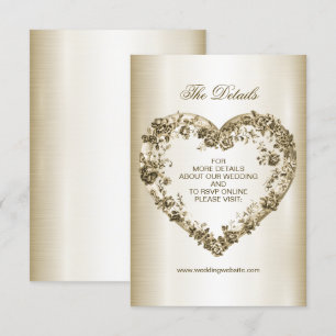 Tarjeta De Recepción Boda Floral Golden Ornate Frame Elegante